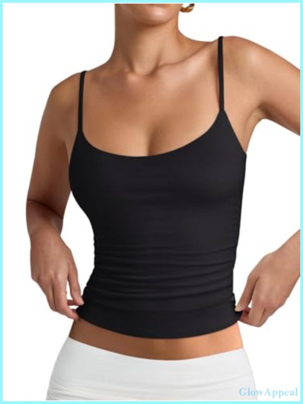 Double Lined Scoop Neck Cami Tank Top Slimming Adjustable Spaghetti Strap